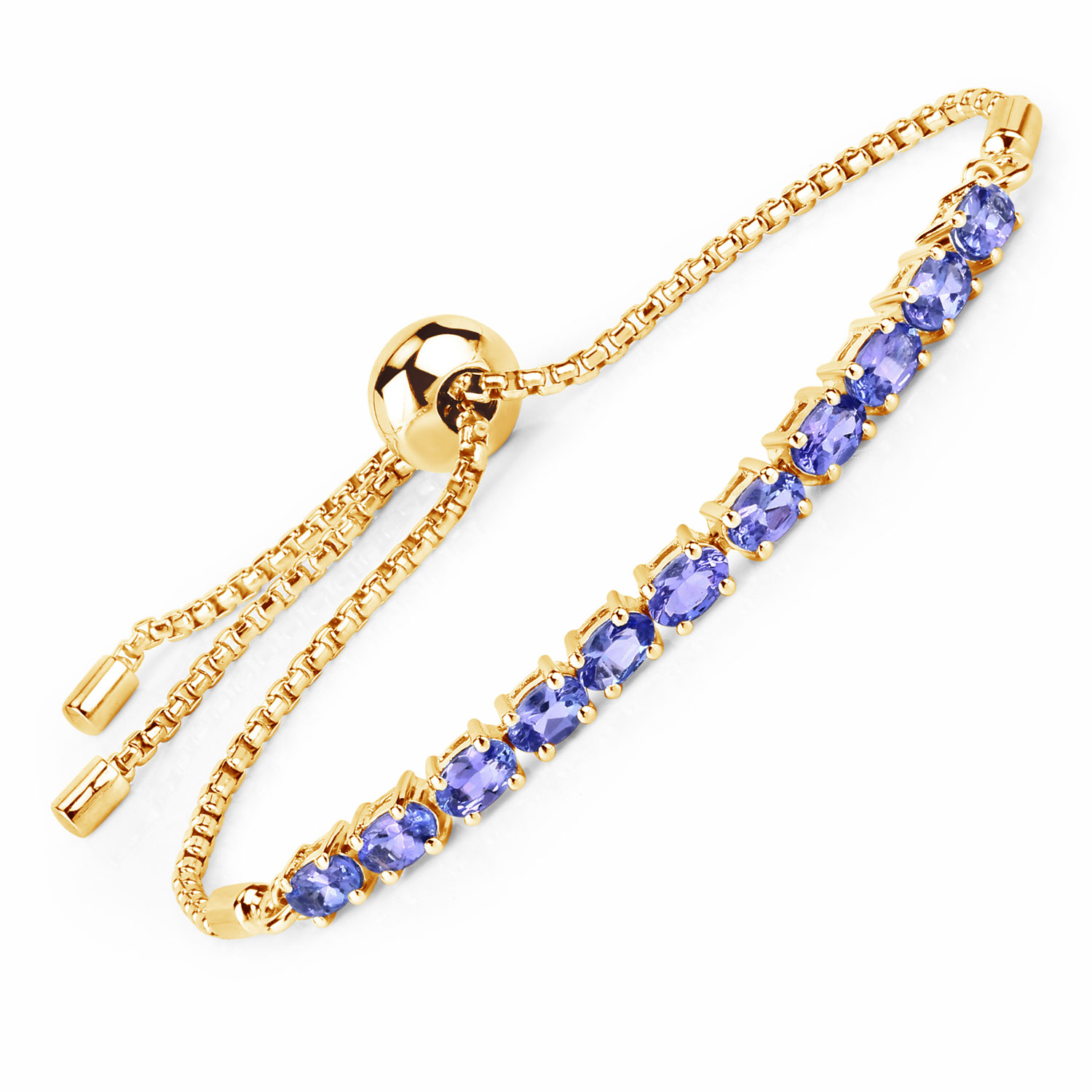 2.29 Carat Genuine Tanzanite .925 Sterling Silver Bracelet Regular Quality