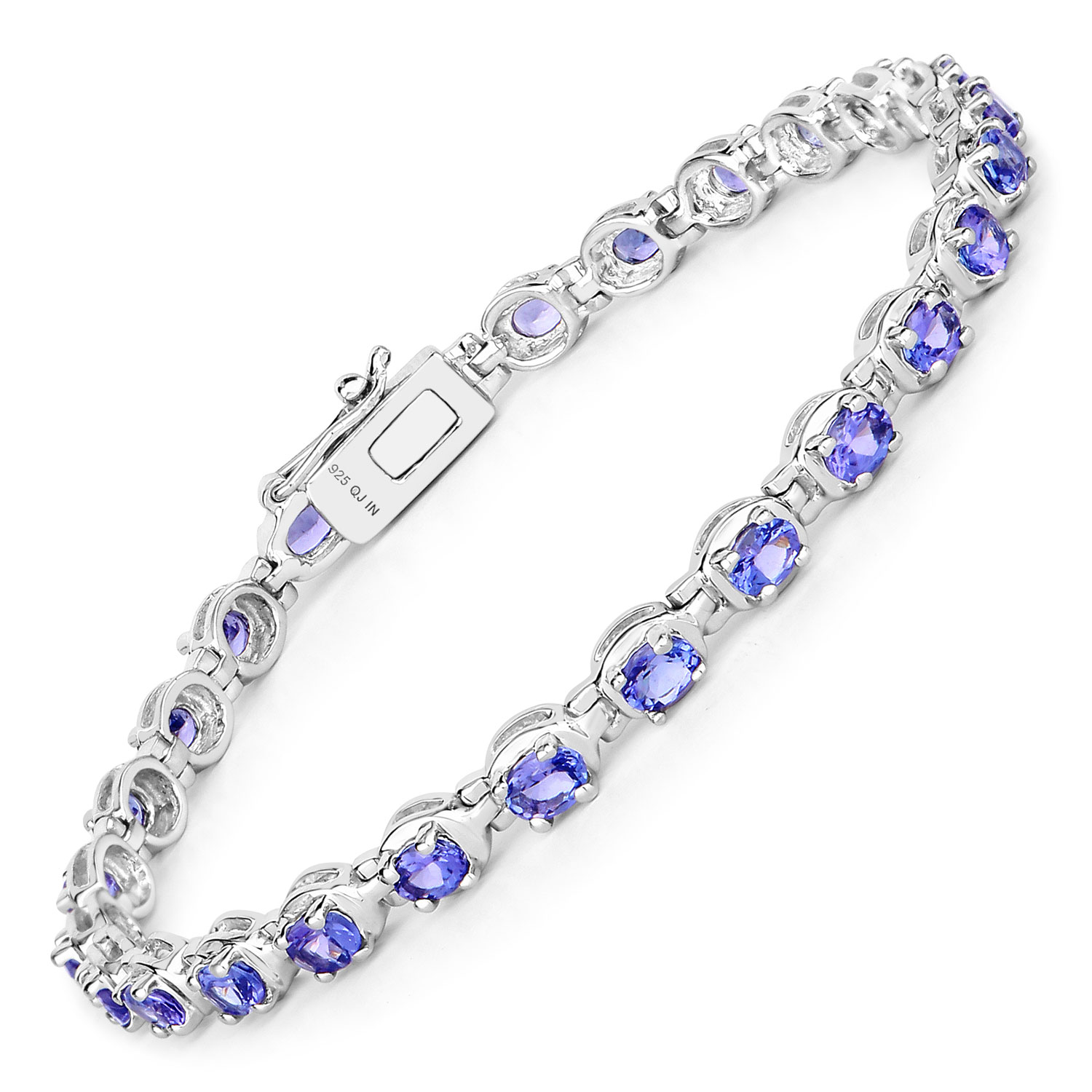 4.59 Carat Genuine Tanzanite .925 Sterling Silver Bracelet Regular Quality