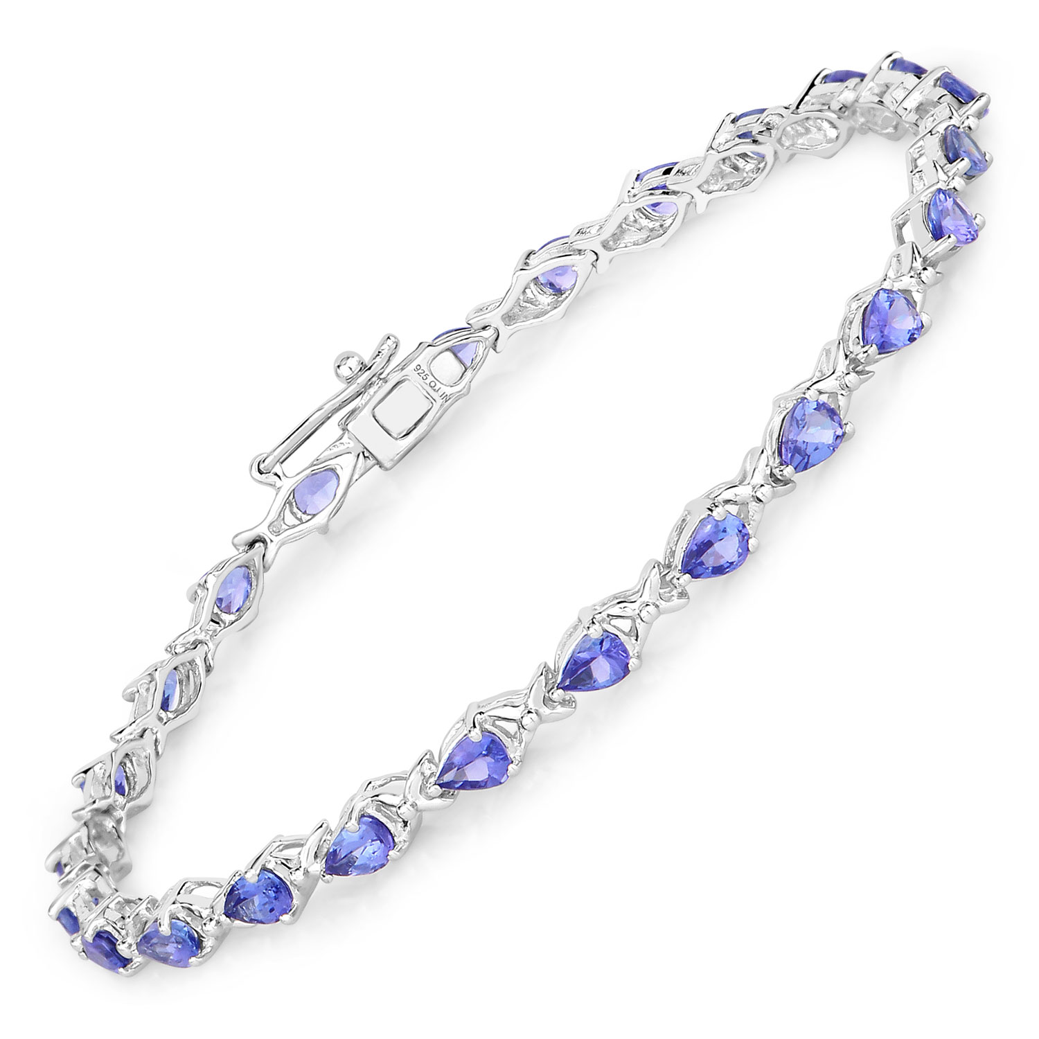 3.08 Carat Genuine Tanzanite .925 Sterling Silver Bracelet Regular Quality