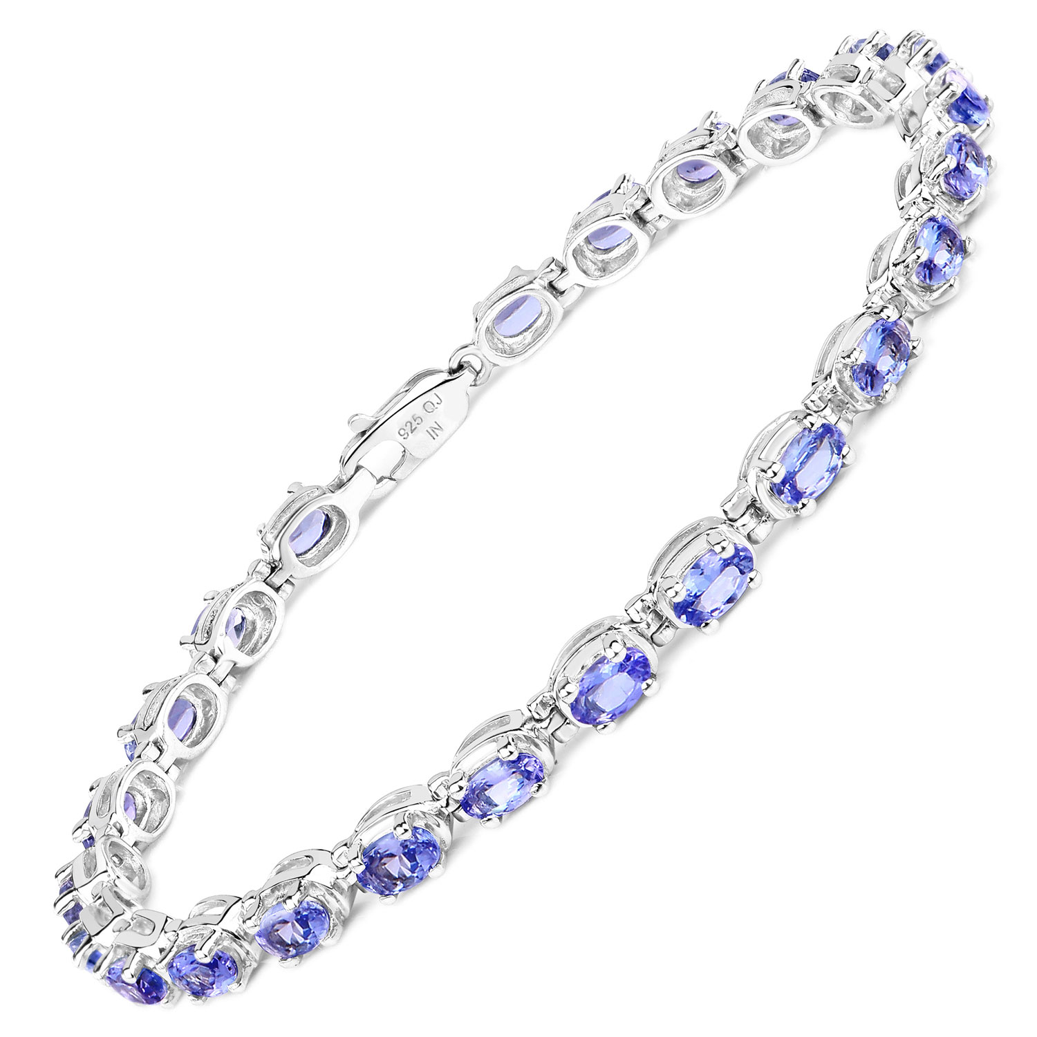 6.00 Carat Genuine Tanzanite .925 Sterling Silver Bracelet Regular Quality