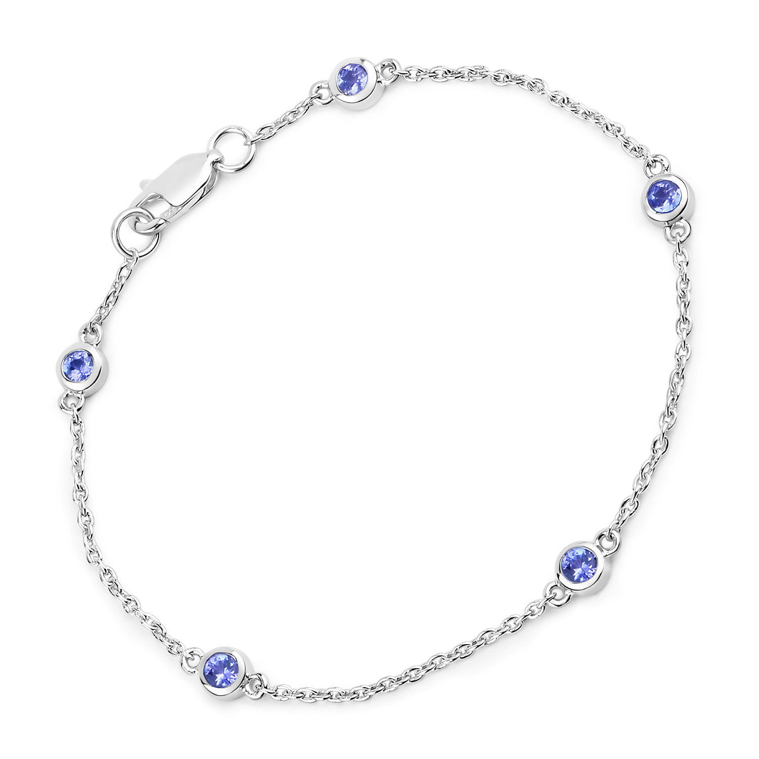 0.50 Carat Genuine Tanzanite .925 Sterling Silver Bracelet Regular Quality