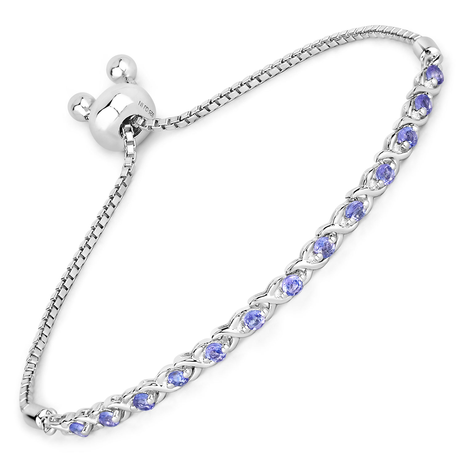 0.91 Carat Genuine Tanzanite .925 Sterling Silver Bracelet Regular Quality