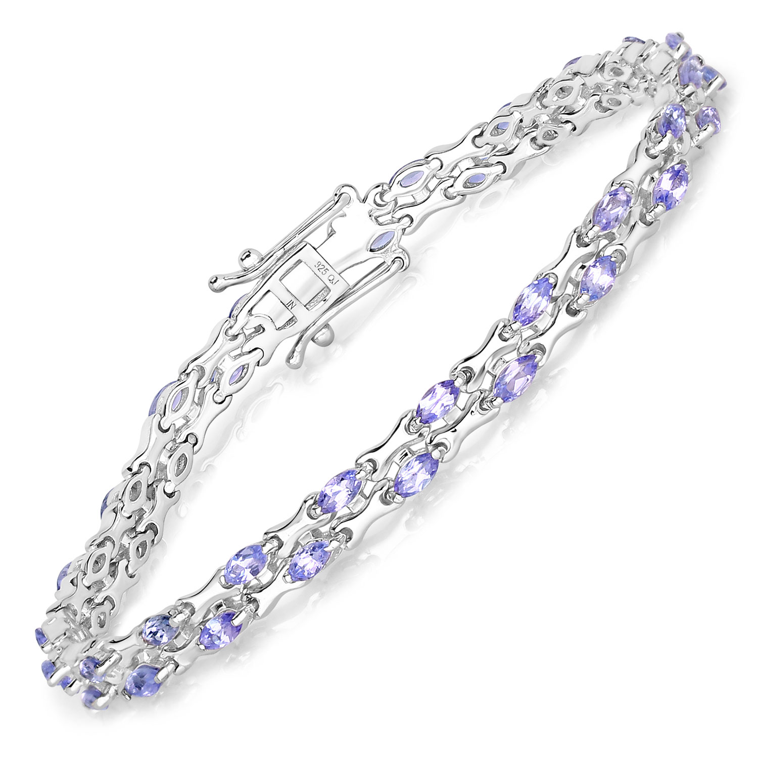 3.20 Carat Genuine Tanzanite .925 Sterling Silver Bracelet Regular Quality