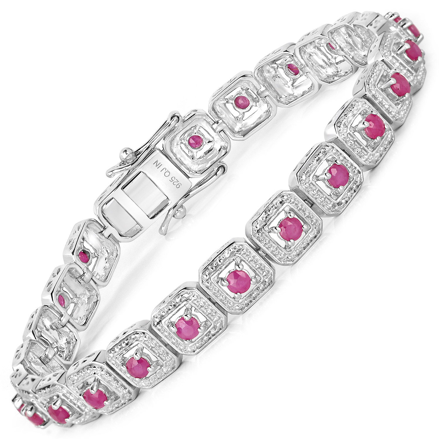 3.12 Carat Genuine Johnson Ruby .925 Sterling Silver Bracelet Regular Quality