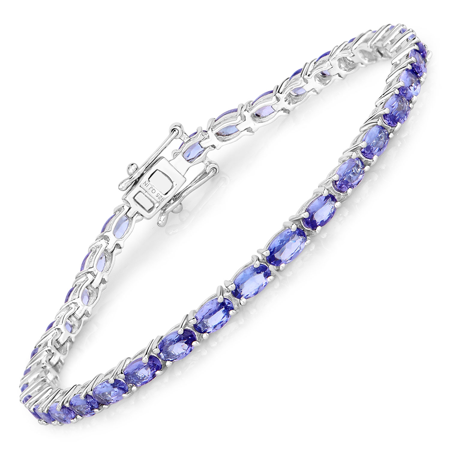 8.75 Carat Genuine Tanzanite .925 Sterling Silver Bracelet Regular Quality