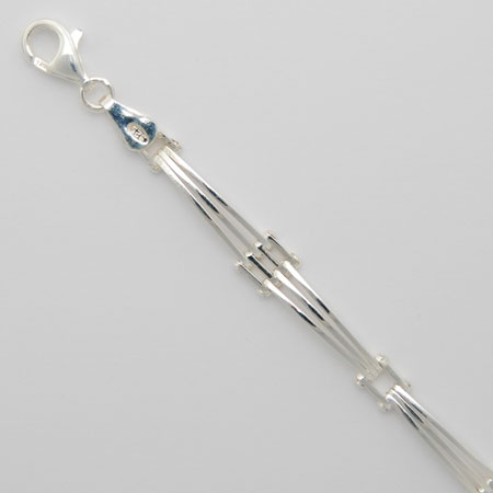 7-Inch Sterling Silver 3 + 4 Paletti Bracelet