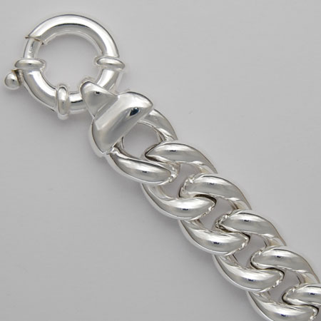 8.5-Inch Sterling Silver Hollow Rounded Curb Bracelet 13.3mm