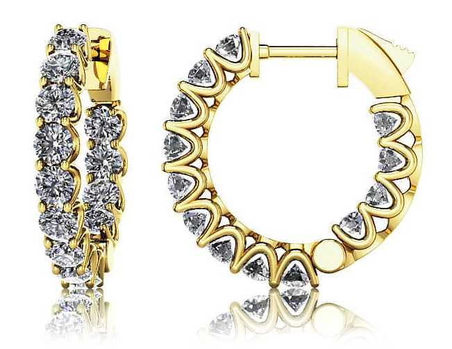 Extra Small Hoop Diamond Huggie Earrings