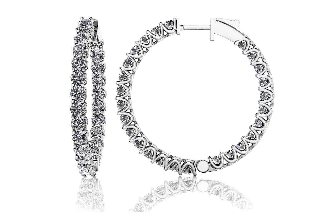 Medium Hoop Diamond Earrings 2.31 Carat Total Weight