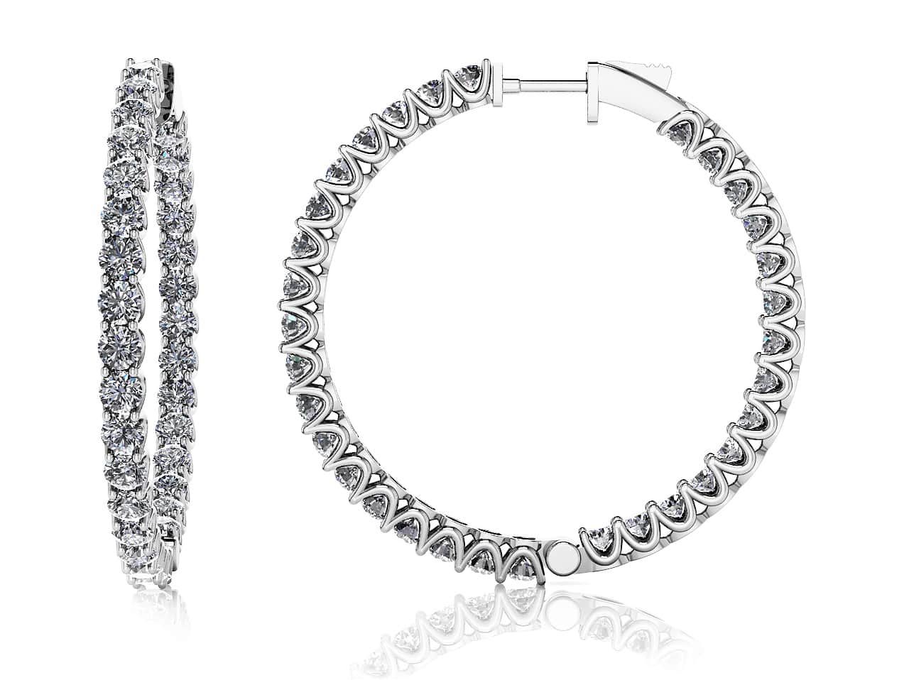 Large Hoop Diamond Earrings 2.97 Carat Total Weight