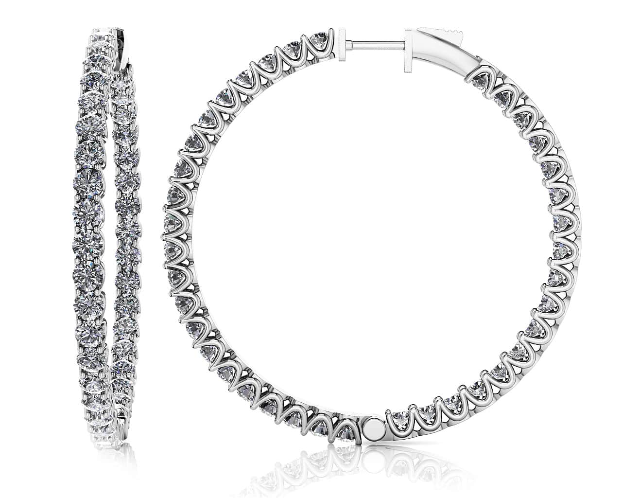 Extra Large Hoop Diamond Earrings 3.3 Carat Total Weight
