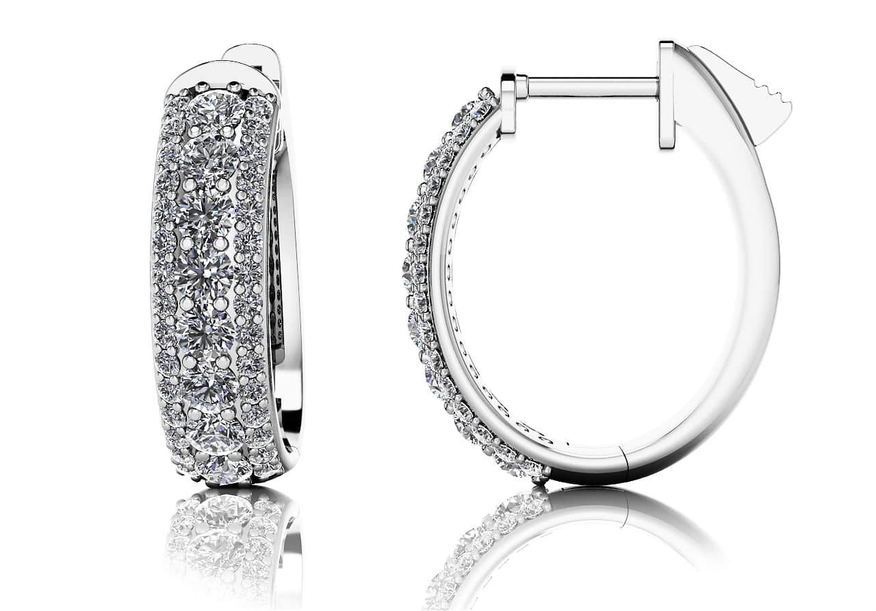 Glamorous Diamond Oval Hoop Earrings 1.44 Carat Total Weight