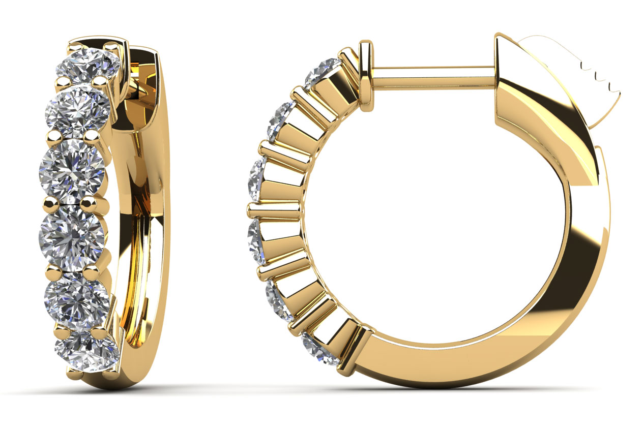 Common Prong Huggie Diamond Hoop Earrings 0.84 Carat Total Weight