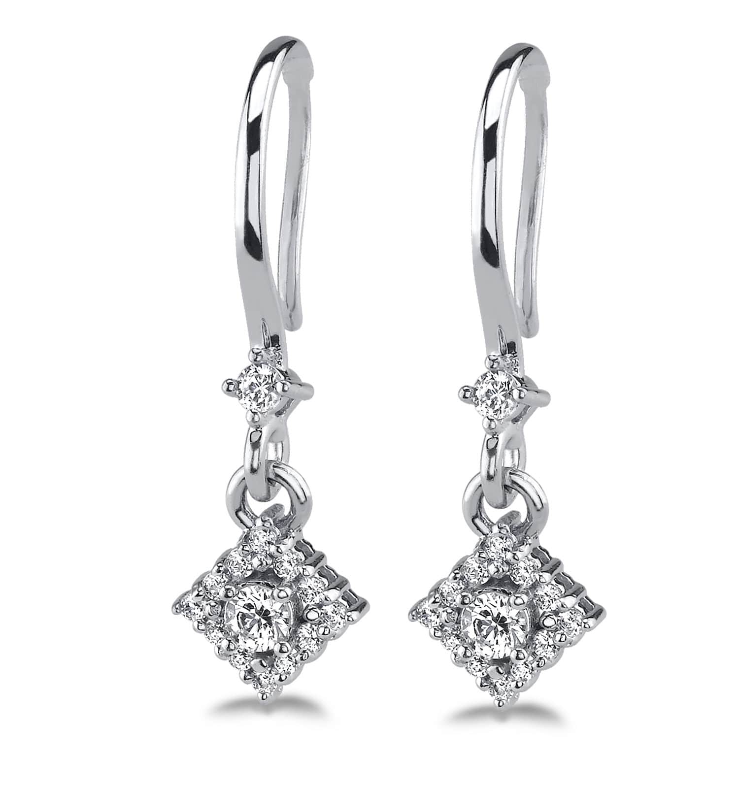 Diamond Filled Diamond Drop Earrings