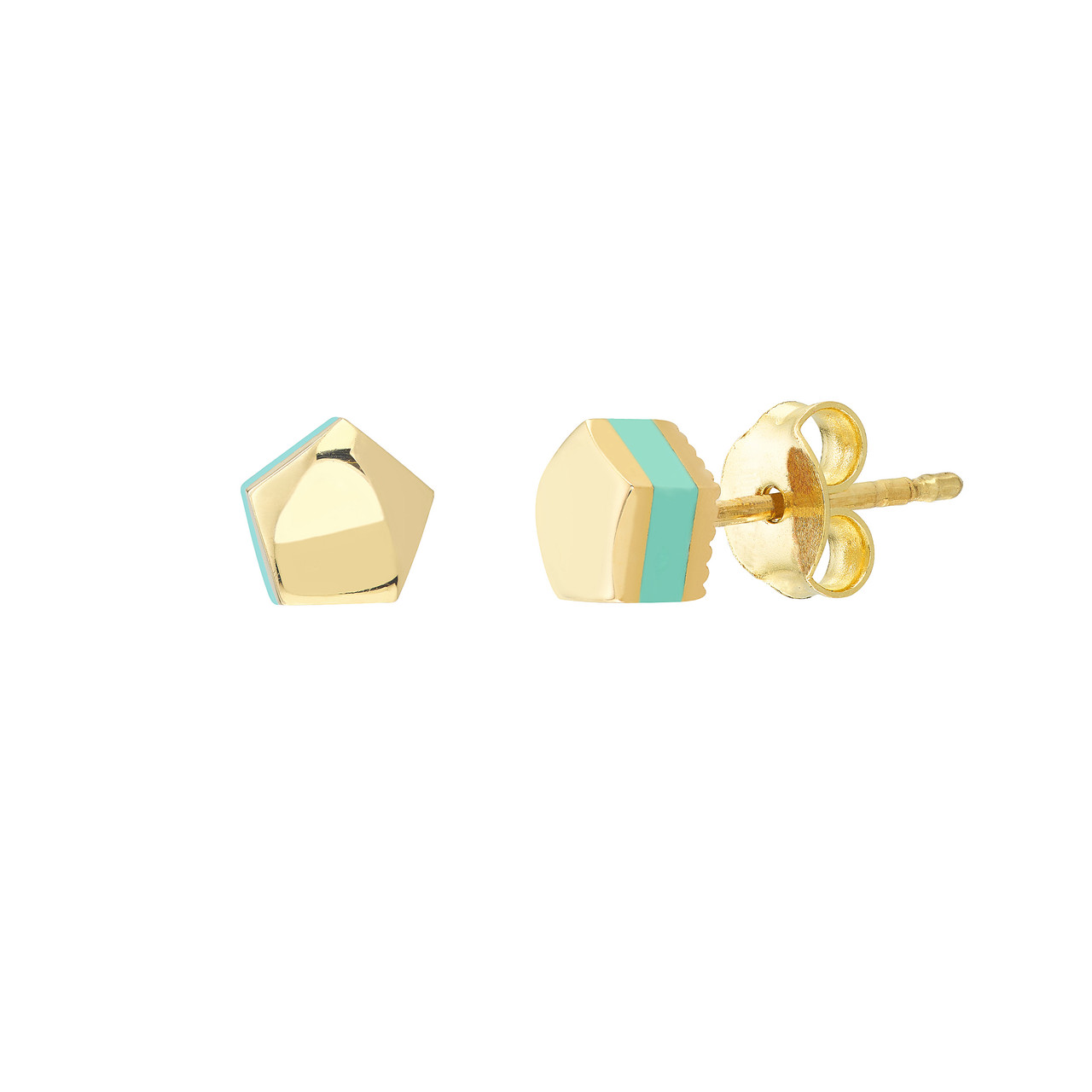 5mm Domed Pentagon Stud with Light Turquoise Enamel