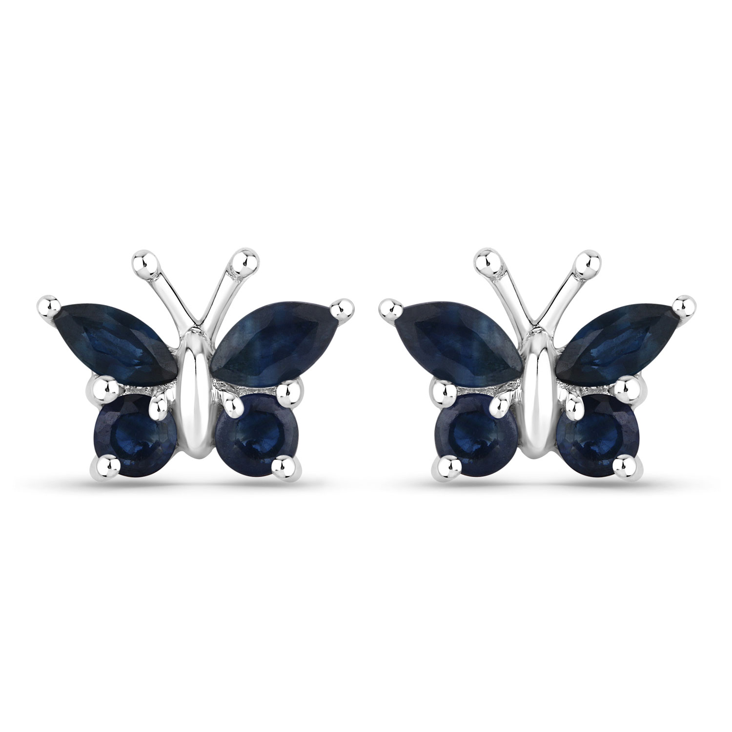 0.61 Carat Genuine Blue Sapphire .925 Sterling Silver Earrings Regular Quality