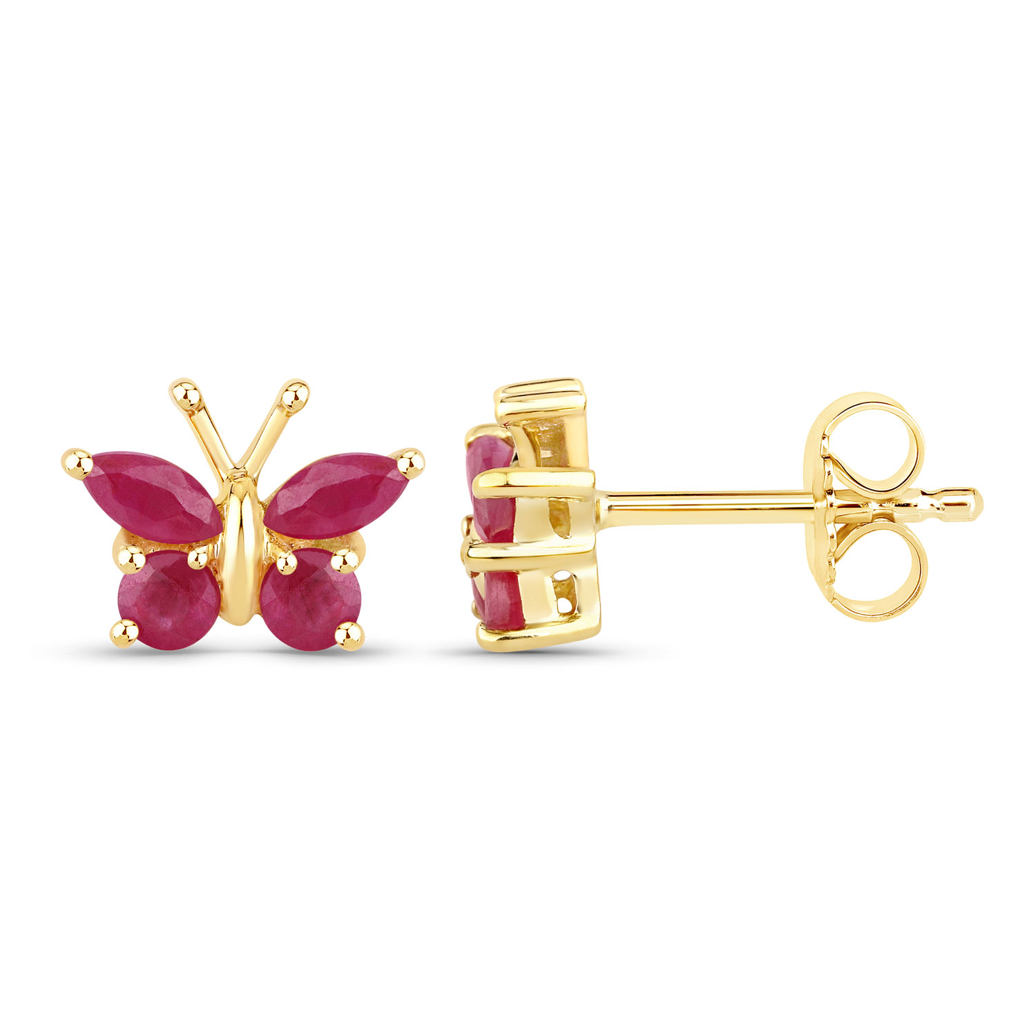 0.63 Carat Genuine Ruby .925 Sterling Silver Earrings Regular Quality