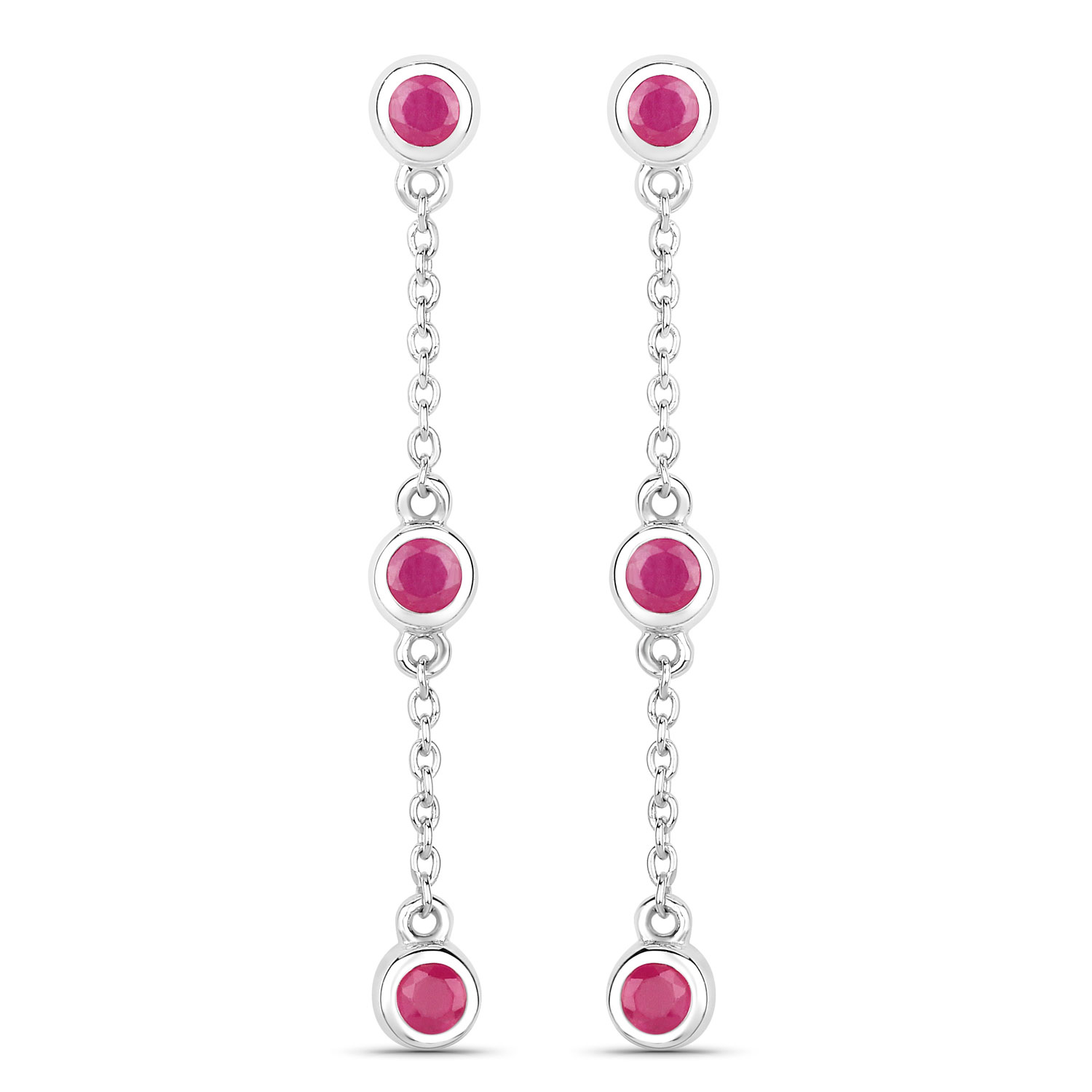 0.78 Carat Genuine Ruby .925 Sterling Silver Earrings Regular Quality
