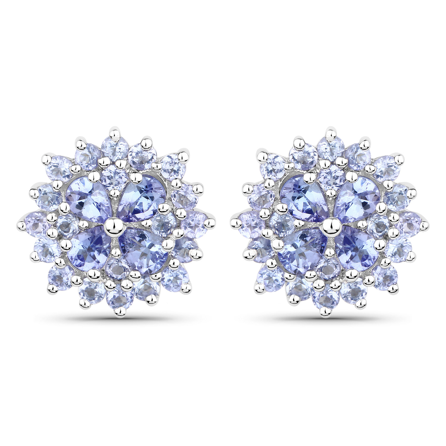 2.52 Carat Genuine Tanzanite .925 Sterling Silver Earrings Regular Quality