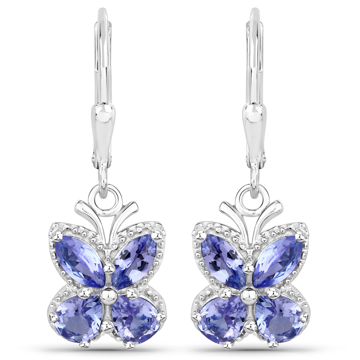 2.08 Carat Genuine Tanzanite .925 Sterling Silver Earrings Regular Quality