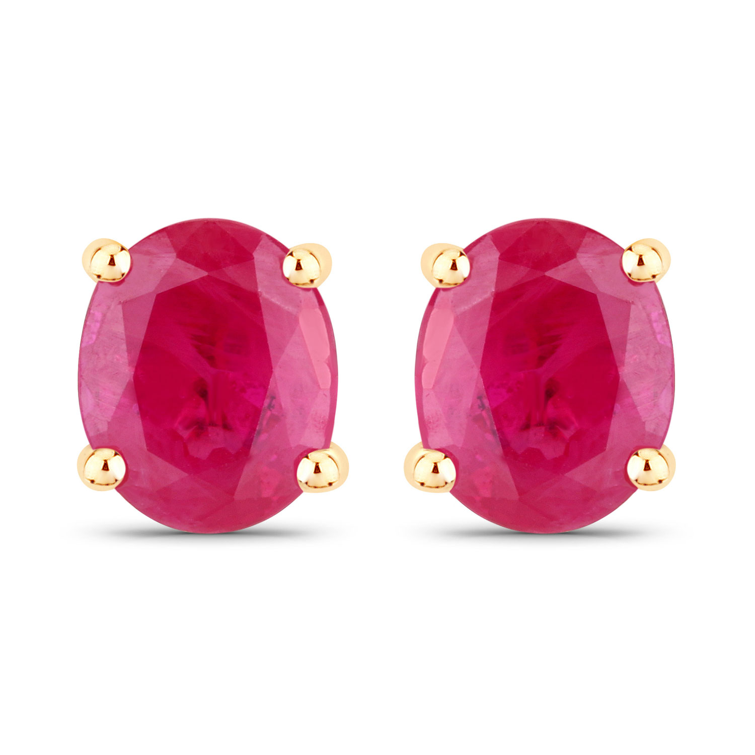 14K Gold Genuine Oval Ruby Earrings