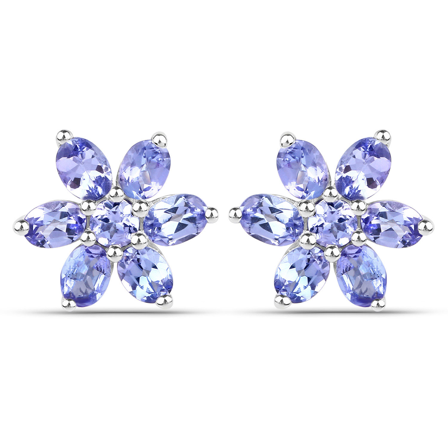 2.24 Carat Genuine Tanzanite .925 Sterling Silver Earrings Regular Quality