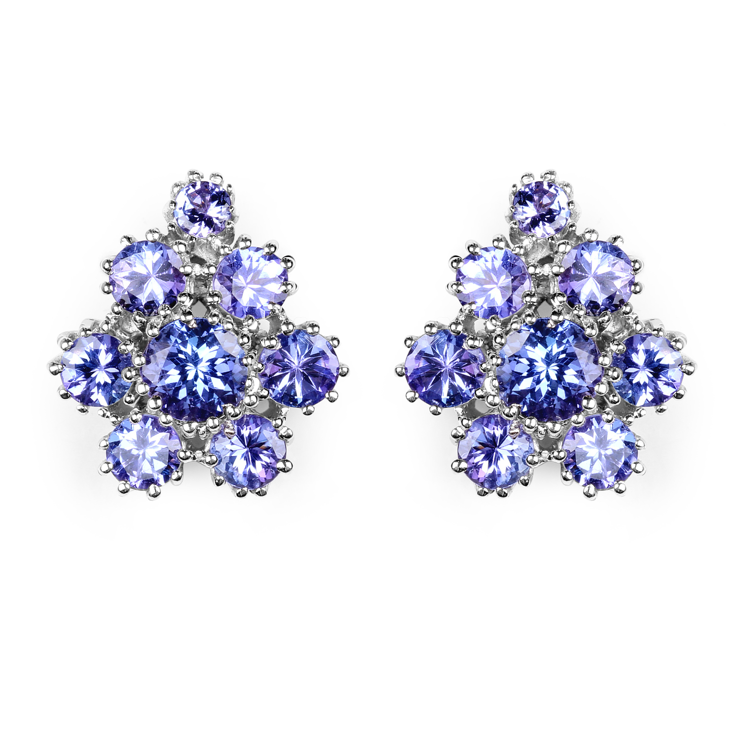 4.26 Carat Genuine Tanzanite .925 Sterling Silver Earrings Regular Quality