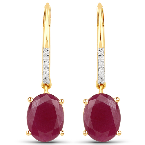 3.96 Carat Genuine Ruby and White Topaz .925 Sterling Silver Earrings Regular Quality