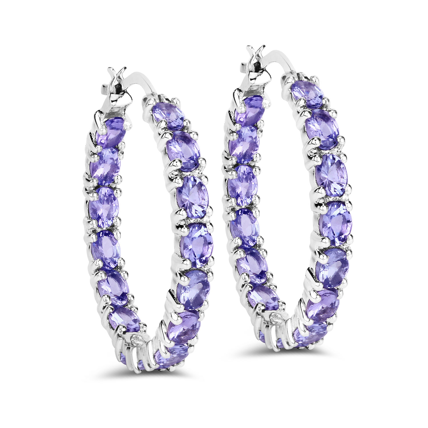 5.10 Carat Genuine Tanzanite Sterling Silver Earrings Regular Quality