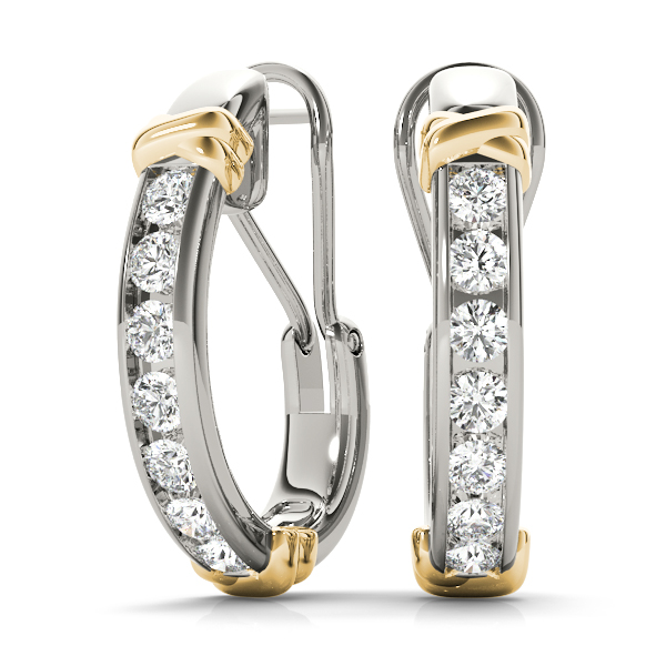 Channel Set Diamond Hoop Earrings
