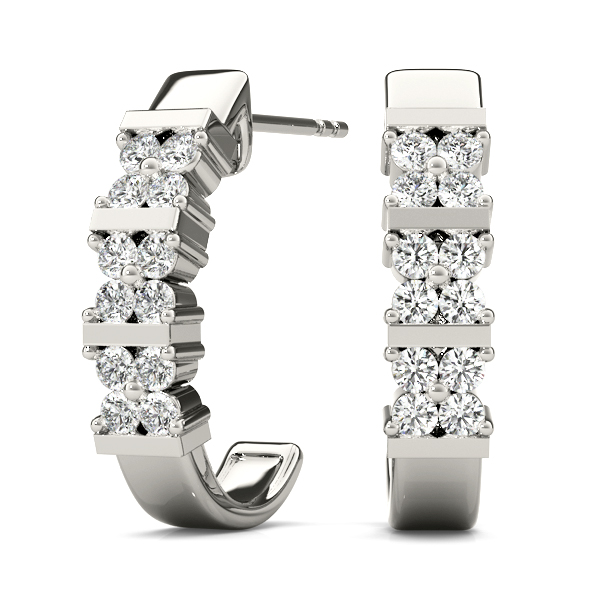 4 Stone Clusters Hoop Earrings