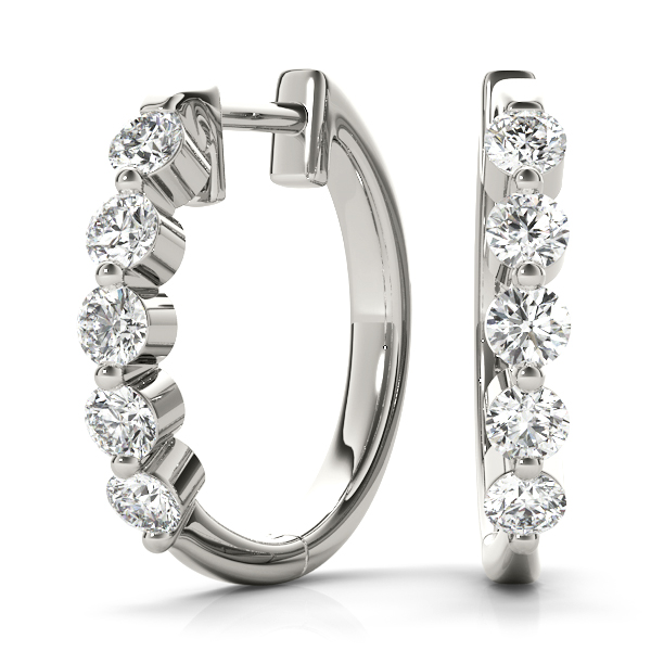 5 Stone Hoop Earrings