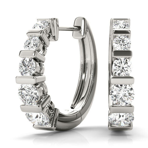 Channel Set Hoop Diamond Earrings