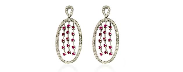 Pink Sapphire Water Fall & Diamond Earrings 1.5 Carat Total Weight