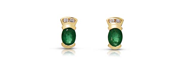 Emerald and Diamond Earrings 1.6 Carat Total Weight