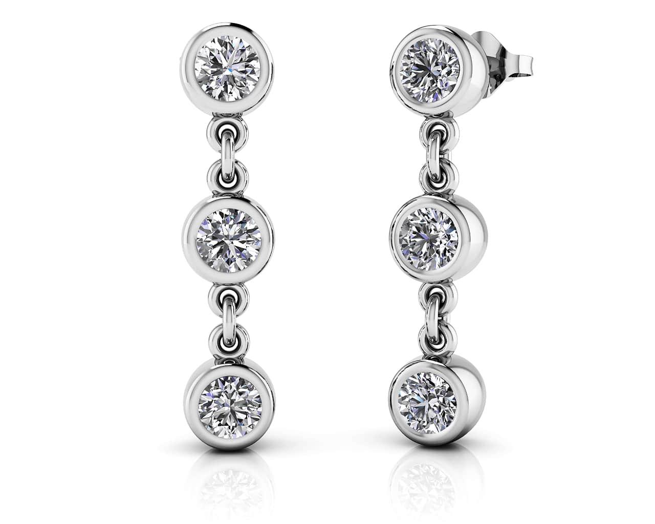 Six Stone Diamond Drop Earrings