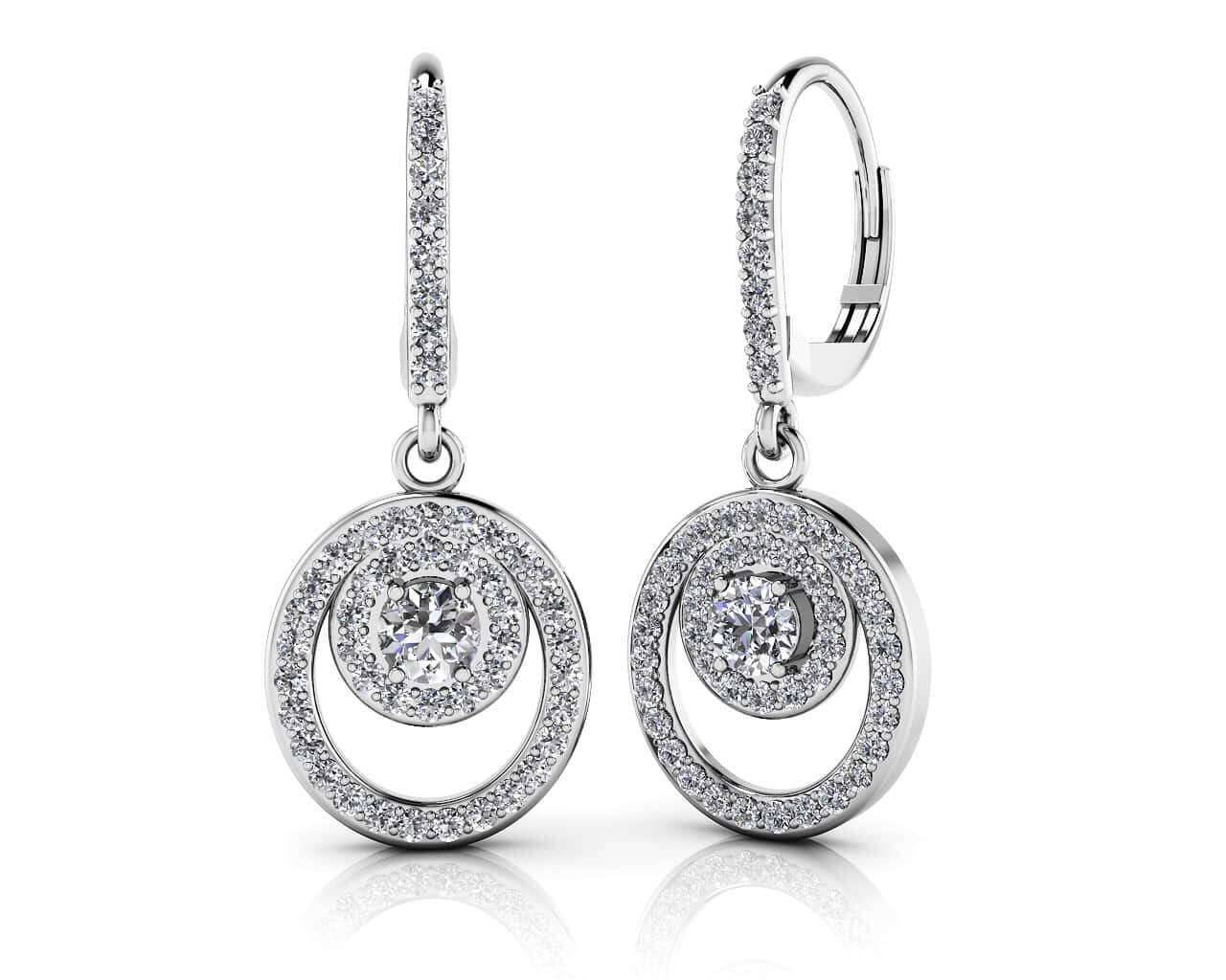 Diamond Circle Pendant Shephard Hook Earrings