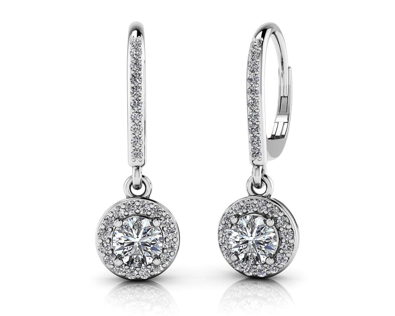 Hanging Diamond Clustered Leverback Earrings