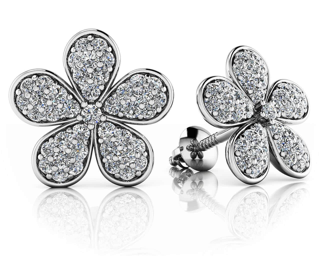 Diamond Flower Stud Earrings