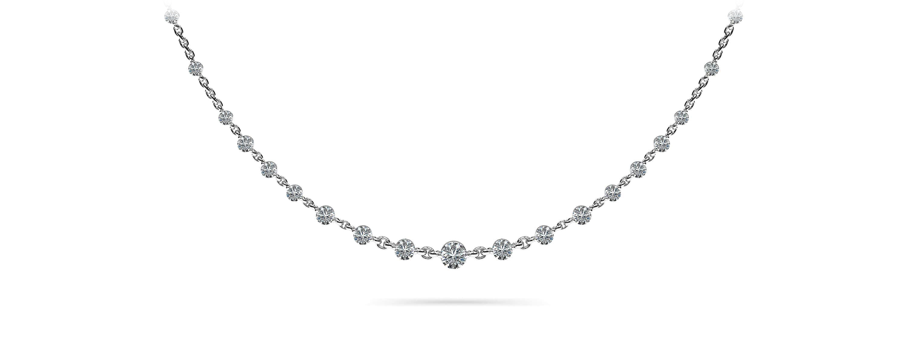 16-Inch Graduated Diamond and Chain Link Necklace 4.05 Carat Total Weight