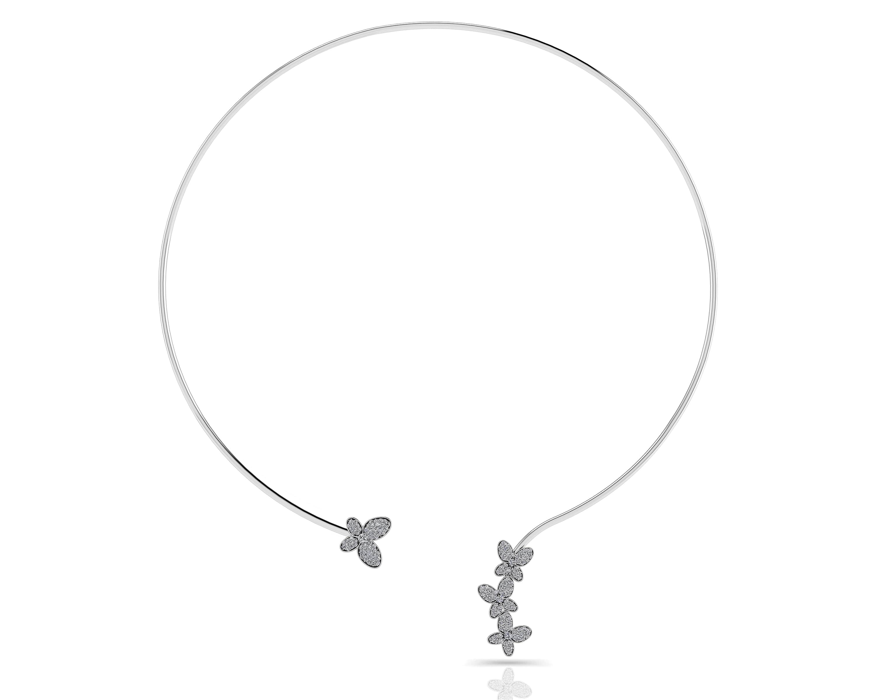 16-Inch Diamond Butterfly Choker Necklace 1.12 Carat Total Weight