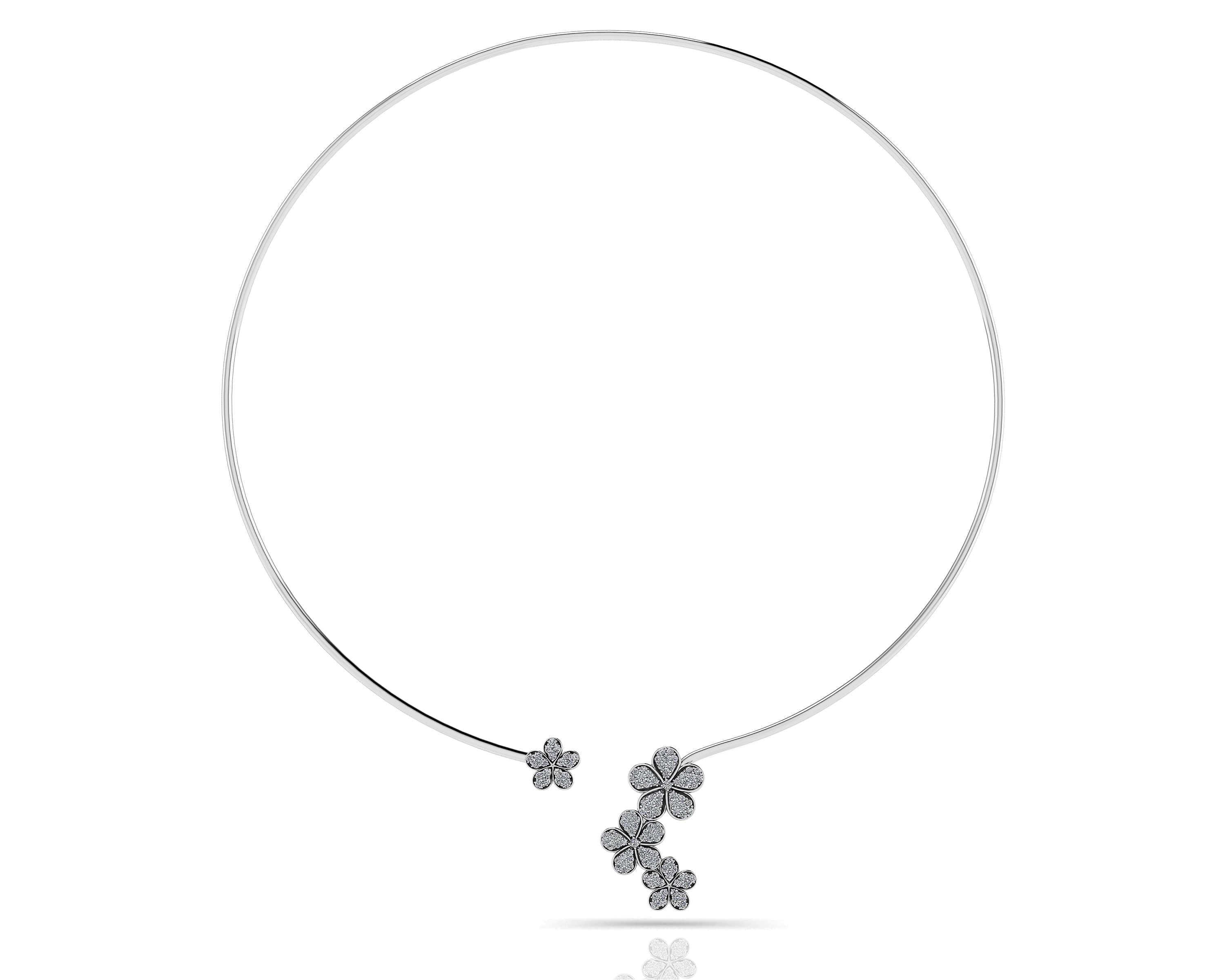 16-Inch Diamond Flower Choker Necklace