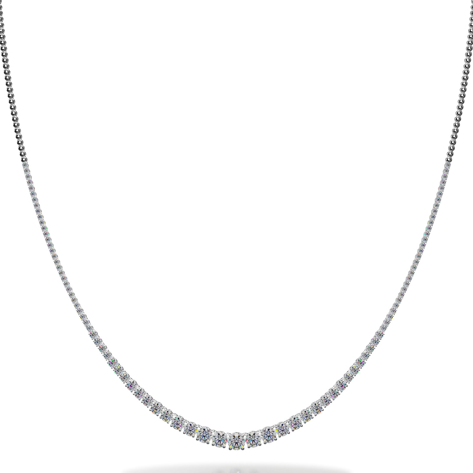 16-Inch Timeless Four Prong Diamond Necklace with Shiny Links 2.5 Carat Total Weight
