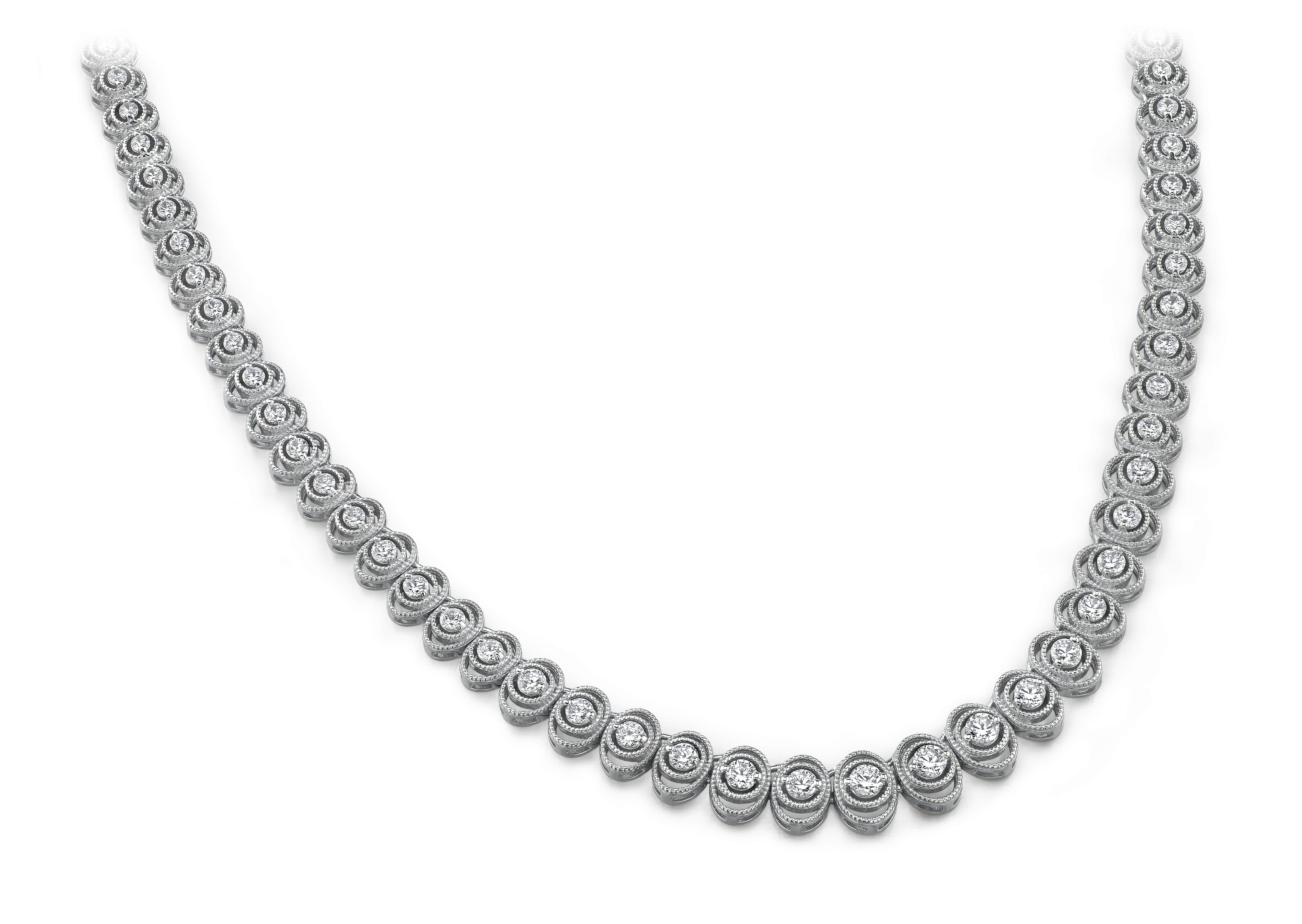 16-Inch Antique Oval Diamond Necklace 4.04 Carat Total Weight