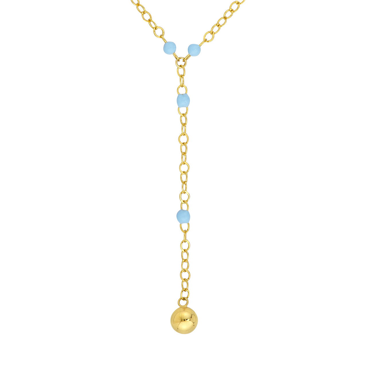 18-Inch Light Blue Enamel Layered Lariat Necklace