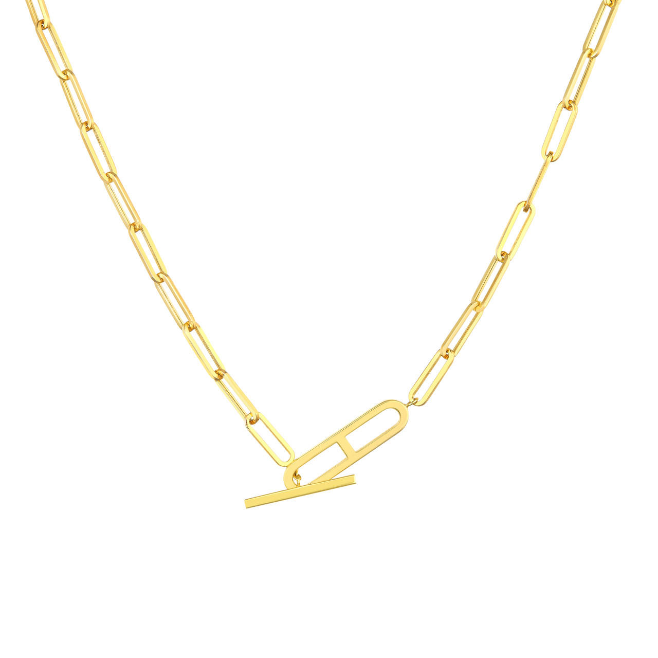 19-Inch Paper Clip Toggle Necklace