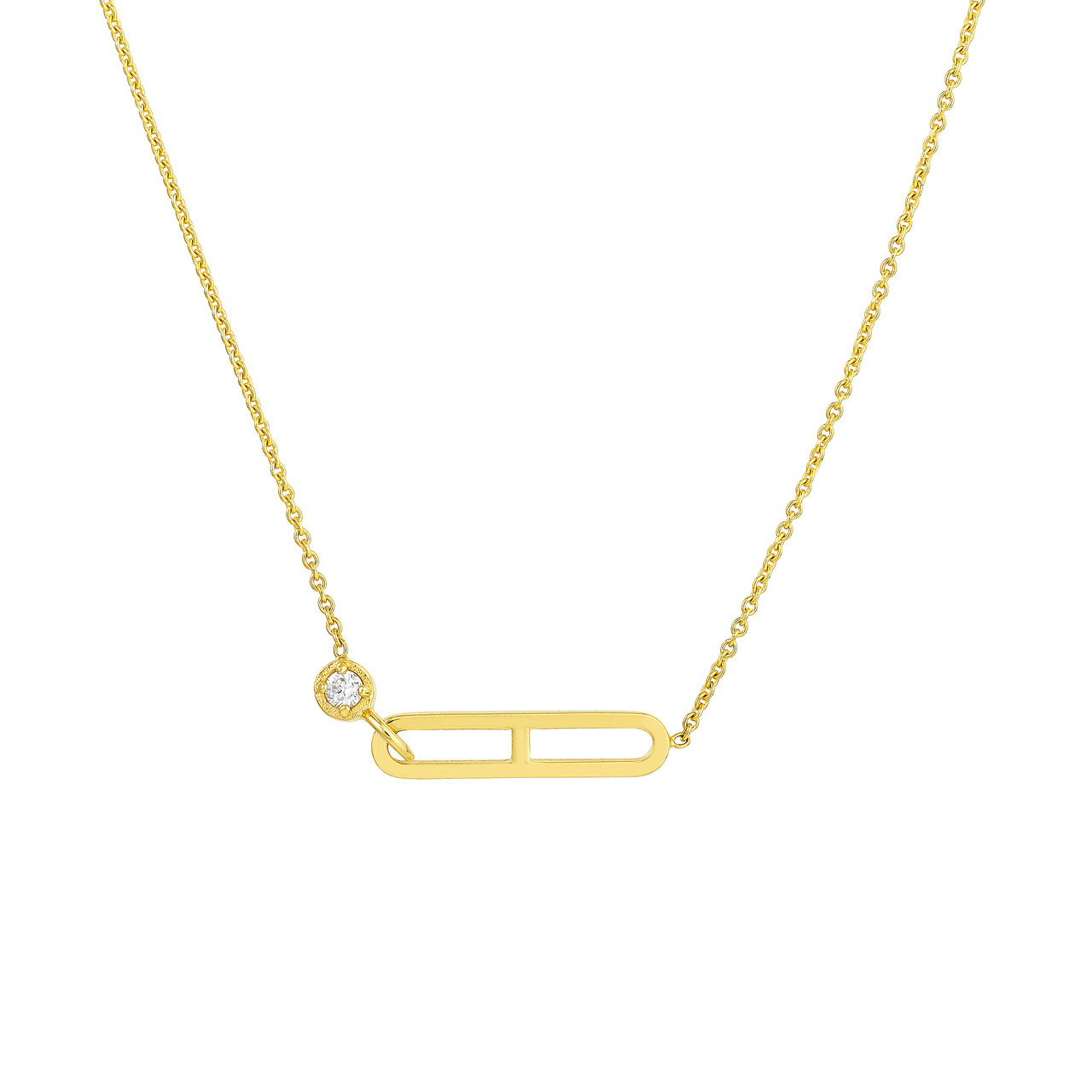 18-Inch Diamond Solitaire Paper Clip Element Necklace