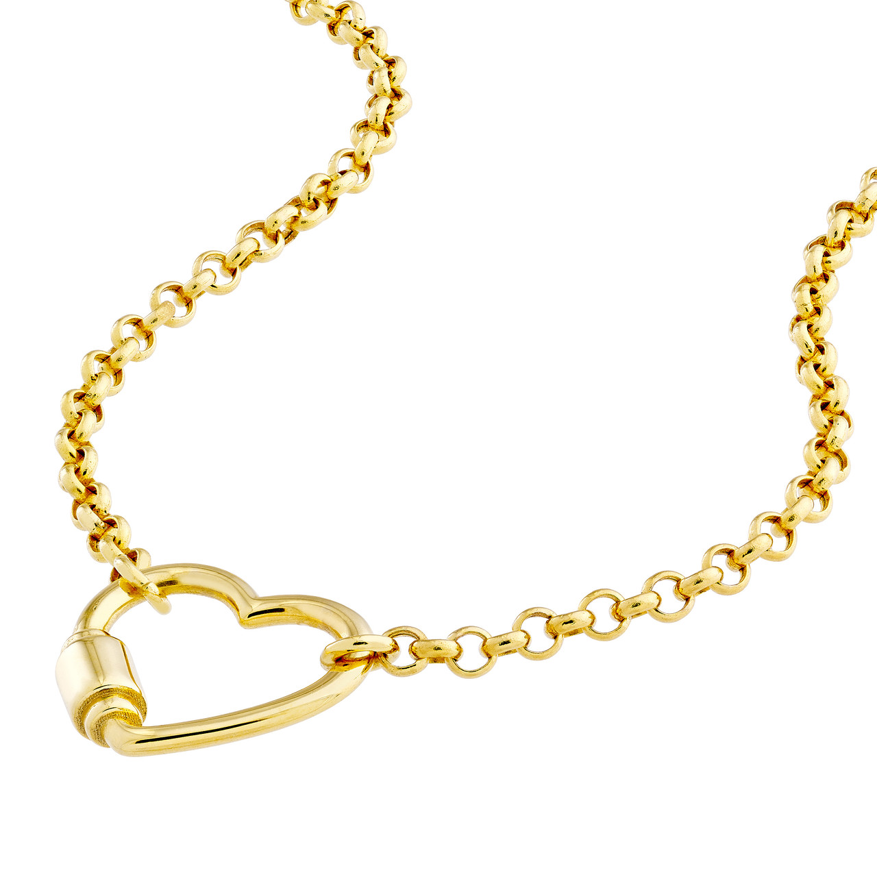 18-Inch Faux Carabiner Heart on Rolo Necklace with Lobster