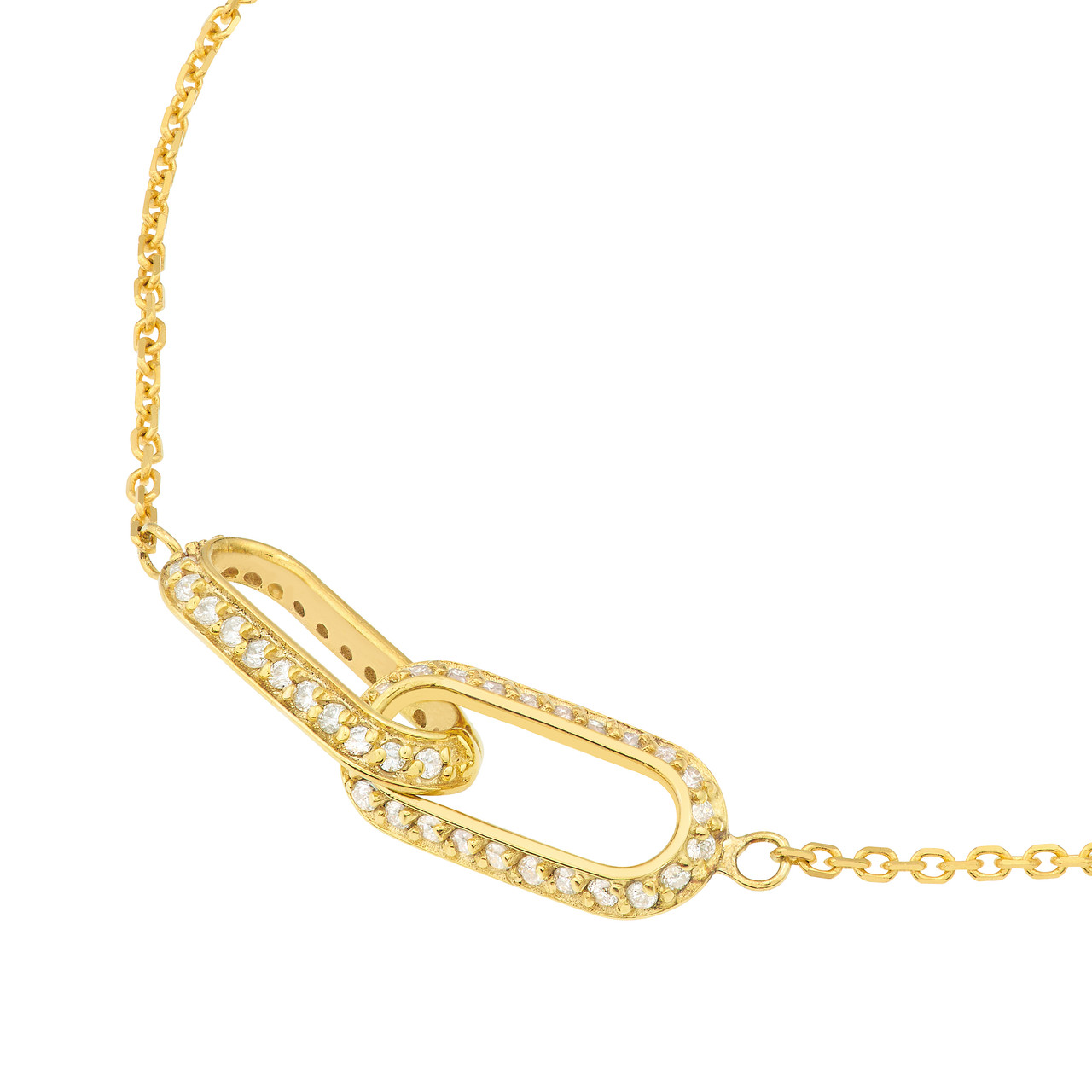 18-Inch Diamond Paper Clip Links Necklace