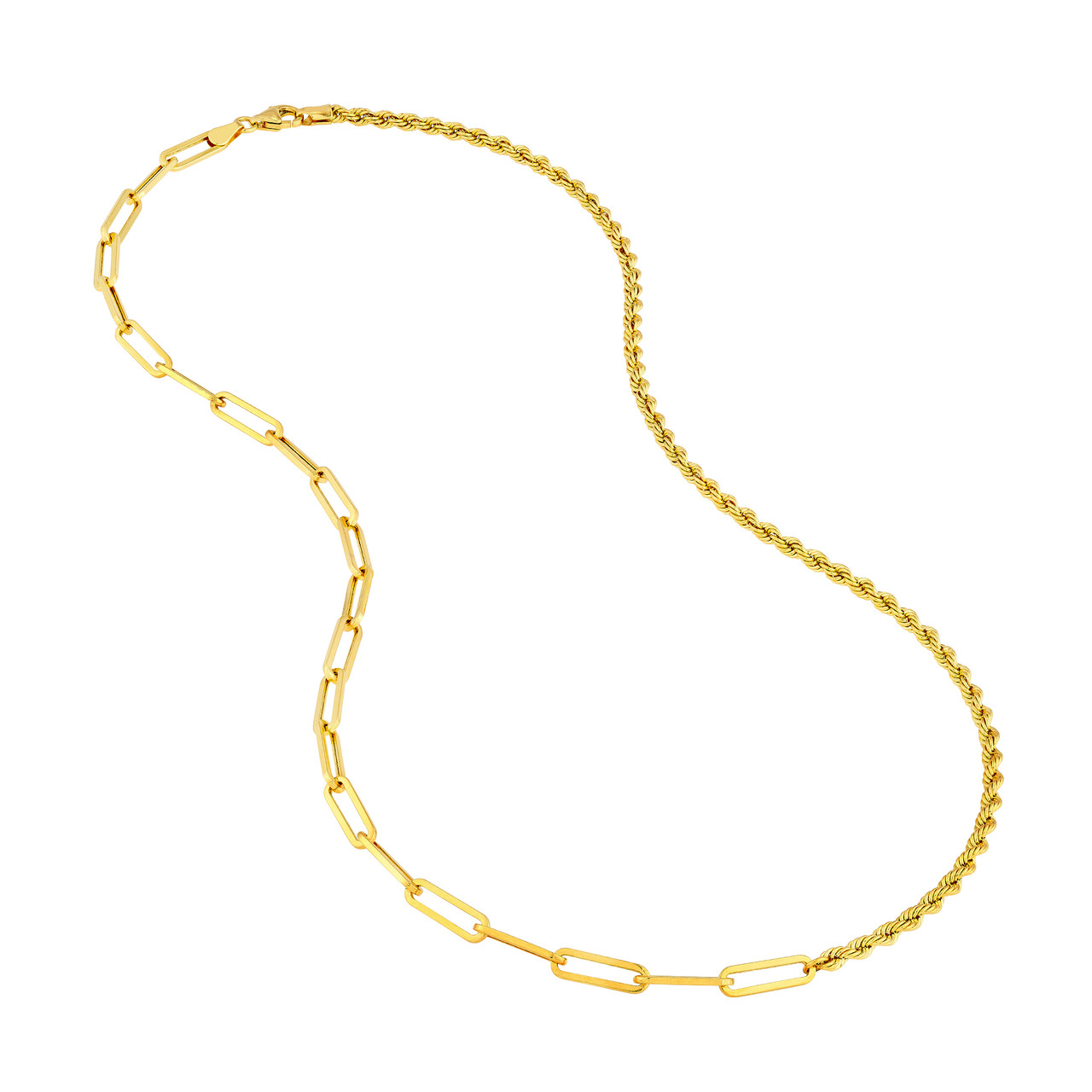 18-Inch 50/50 Paperclip and Rope Necklace